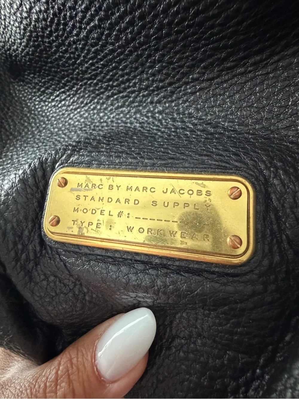 Marc Jacobs Black Leather Hobo Bag with Gold Hardware